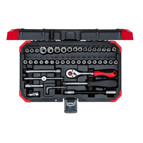 GEDR49003046 – SOCKET GED RED SET 1/4″ 4-14MM+BITS46PCE